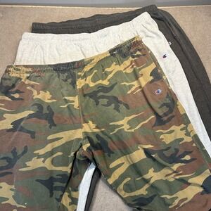 Champion Jogger Sweatpants LOT OF 3 Mens 6XL Fleece Elastic Waist Gray Camo 31"